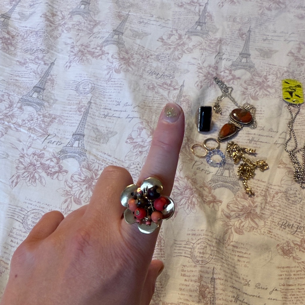 Floral Gold And Pink Ring